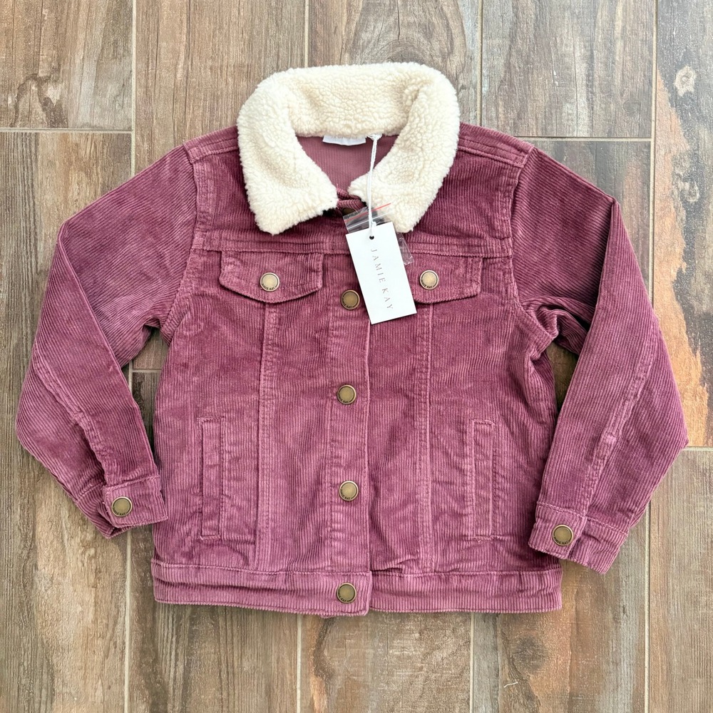Jamie Kay Girls Corduroy Faux Shearling Collar Jacket New Sz 6